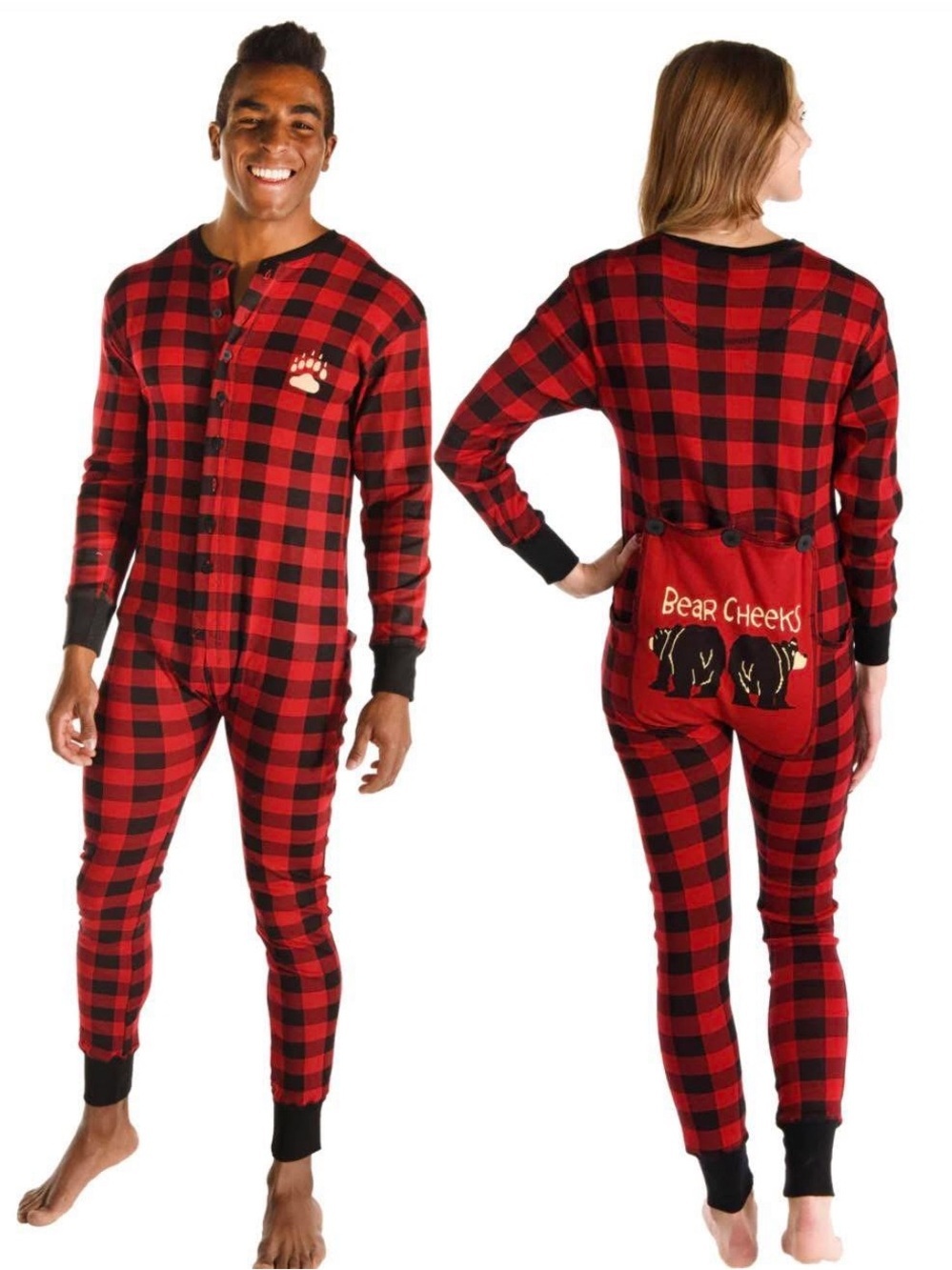 LAZY ONE - "Bear Cheeks" Adult Onesie. Large - pit to pit is 20"